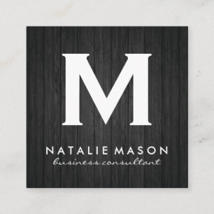 Modern Minimalist Monogram Wood Panel Fyrkantigt Visitkort