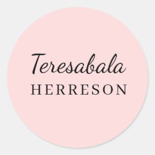 Modern minimalist monogramdesign i rosablush runt klistermärke