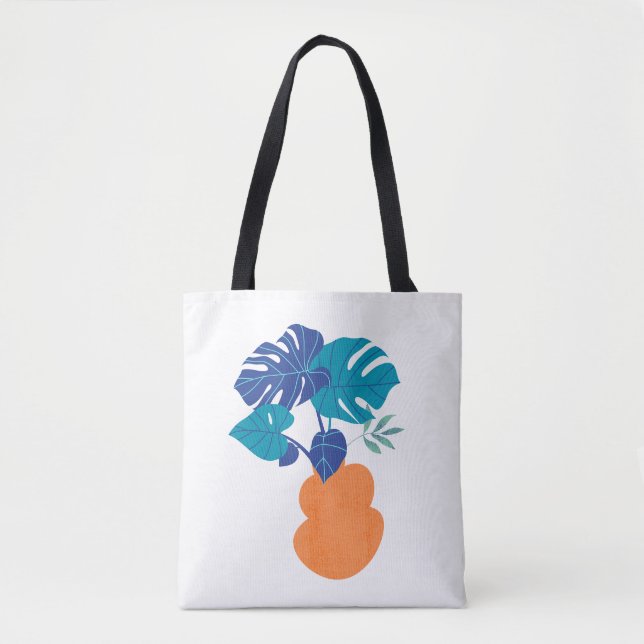 Modern Minimalist Monstera-växt  Tygkasse (Framsida)