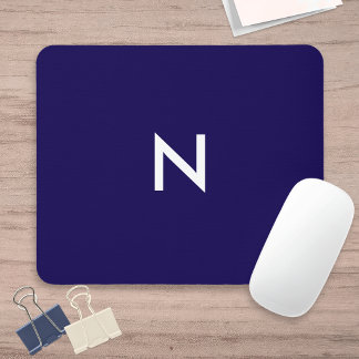 Modern minimalist mörkblå monogram musmatta