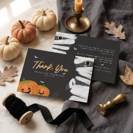 Modern minimalist mumie katt Halloween Tack Kort