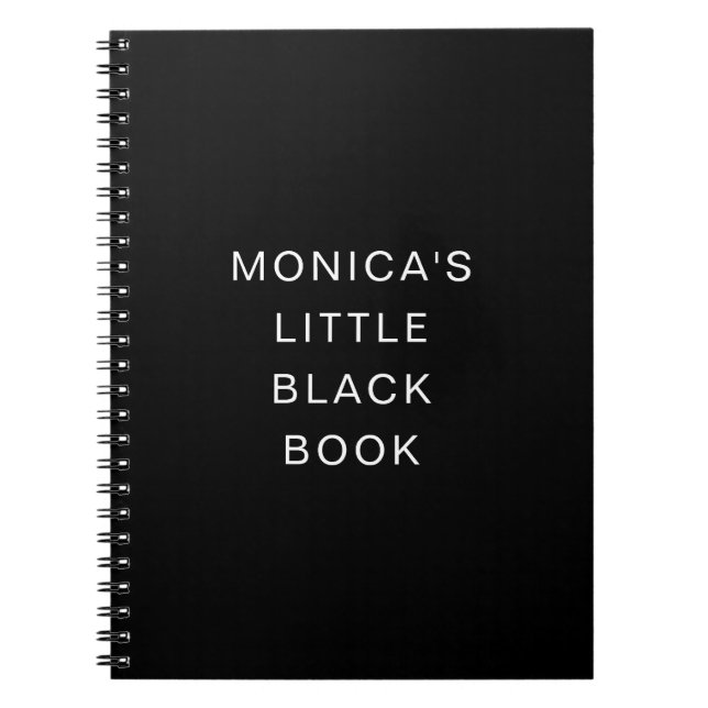 Modern minimalist namn lilla svarta anteckningsbok (Framsidan)