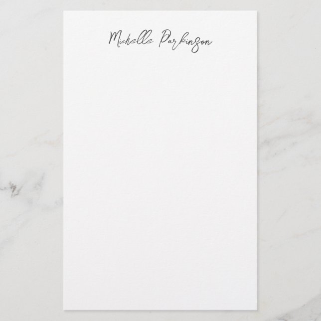 Modern minimalist namn personlig kalligrafi brevpapper (Framsida)