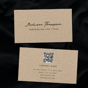 Modern minimalist Namnteckning skript QR Code Kraf Visitkort