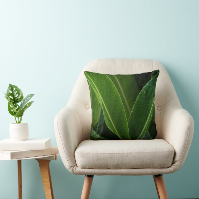 Modern minimalist natur - Grönt blad Tropisk Kudde (Stol)