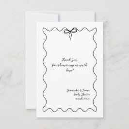 Modern minimalist neutral baby shower med rosett tack kort