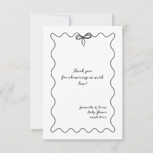 Modern minimalist neutral baby shower med rosett tack kort
