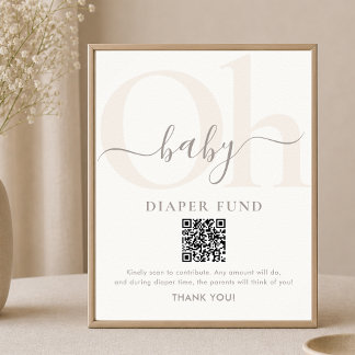 Modern minimalist Oh baby shower blöjor donations- Poster