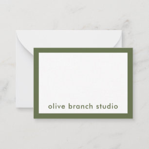 Modern minimalist Oliv grönt Studio Namn Anteckningskort