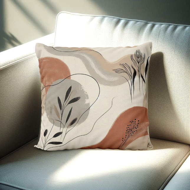 Modern Minimalist Organic Abstract Shapes Pattern Kudde (Skapare uppladdad)