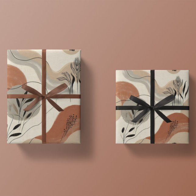 Modern Minimalist Organic Abstract Shapes Pattern Presentpapper (Skapare uppladdad)