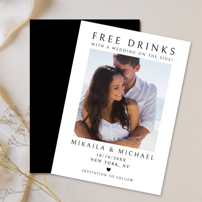 Modern Minimalist Parfoto Roligt Bröllop  Spara Datumet (Skapare uppladdad)