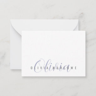 Modern Minimalist Pastel Lila Monogram Anteckningskort