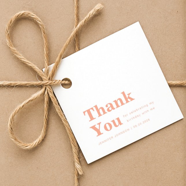 Modern Minimalist Peach Birthday  Gåvor Etiketter (Modern Minimalist Peach Birthday Favor Tags)