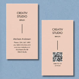 Modern minimalist persika beige svart visitkort