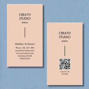 Modern minimalist persika beige svart visitkort