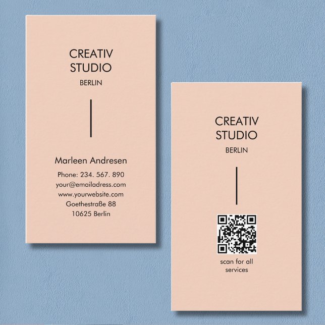 Modern minimalist persika beige svart visitkort (Modern Minimalist Peach Beige Black Business Card)