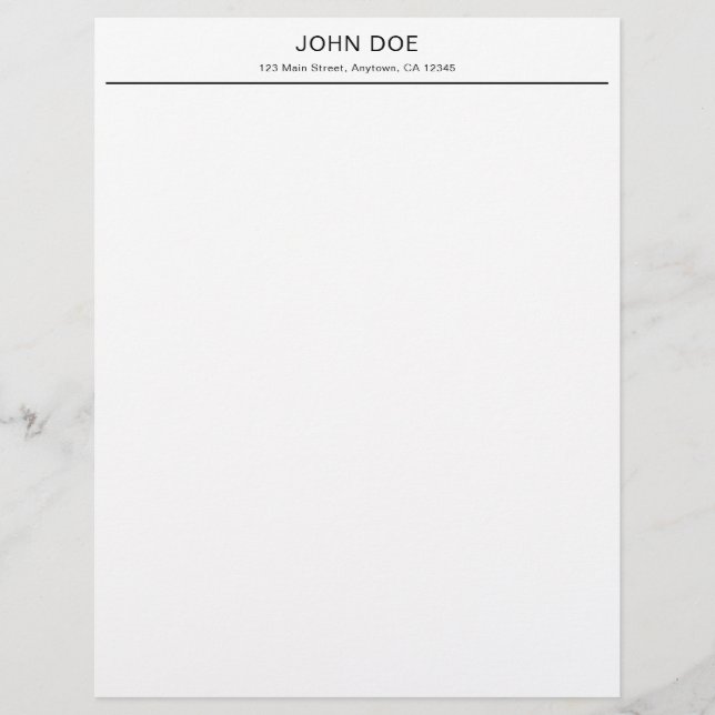 Modern Minimalist Personalized Office Letterhead Brevhuvud (Framsida)