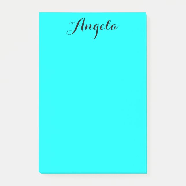 Modern minimalist personlig Aqua Post-it Block (Framsida)