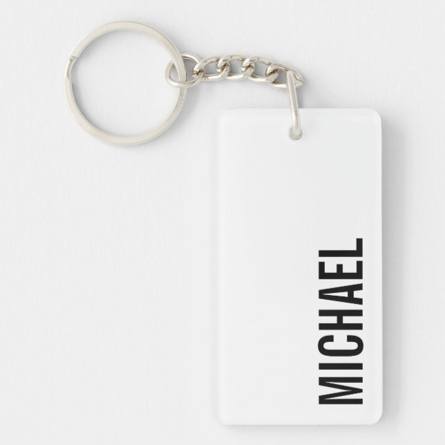 Modern minimalist personlig namn nyckelring (Framsidan)