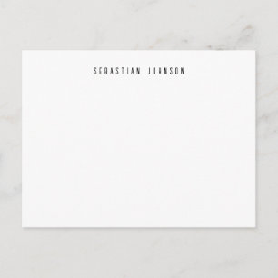 Modern minimalist personlig namnpapperi vykort