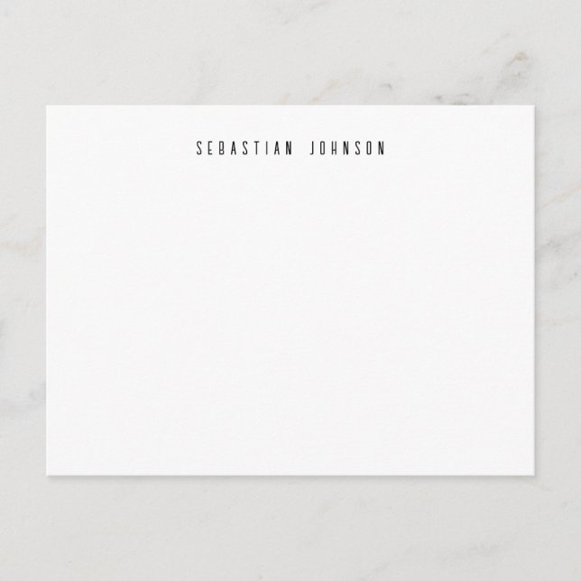 Modern minimalist personlig namnpapperi vykort (Framsida)