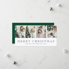 Modern Minimalist Photo Collage Green Christmas Julkort