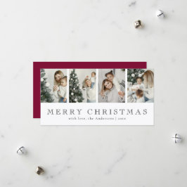 Modern Minimalist Photo Collage Red Christmas Julkort