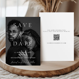 Modern Minimalist Photo Overlay QR Code Wedding Spara Datumet
