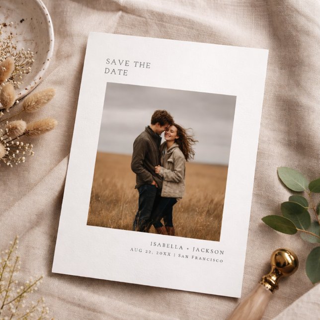 Modern Minimalist Photo Save the Date Card Spara Datumet (Skapare uppladdad)