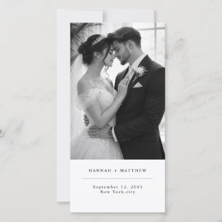 Modern Minimalist Photo Wedding Bookmark with QR  Spara Datumet
