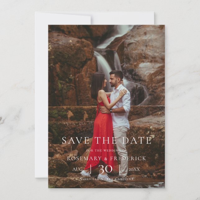 Modern Minimalist Photo Wedding Save the Date Spara Datumet (Framsida)