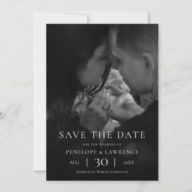 Modern Minimalist Photo Wedding Save the Date Spara Datumet (Framsida)