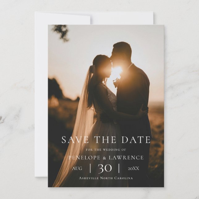 Modern Minimalist Photo Wedding Save the Date Spara Datumet (Framsida)