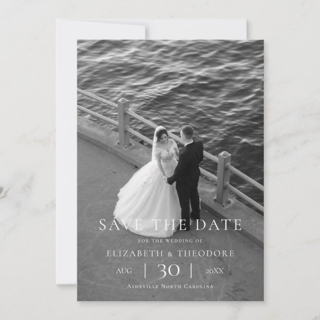 Modern Minimalist Photo Wedding Save the Date Spara Datumet (Framsida)