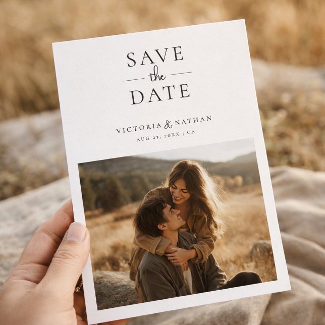 Modern Minimalist Photo Wedding Save the Date Spara Datumet (Skapare uppladdad)