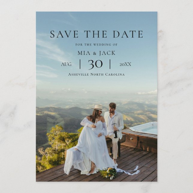 Modern Minimalist Photo Wedding Save the Date Spara Datumet (Framsida)