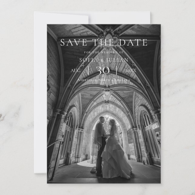 Modern Minimalist Photo Wedding Save the Date Spara Datumet (Framsida)