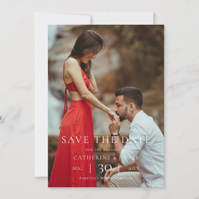 Modern Minimalist Photo Wedding Save the Date Spara Datumet (Framsida)