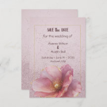 Modern Minimalist Pink Gold Wedding Save the Date