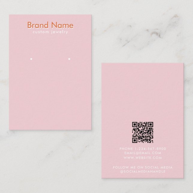 Modern Minimalist Pink Orange Jewelry Display Card Visitkort (Fram/baksida)