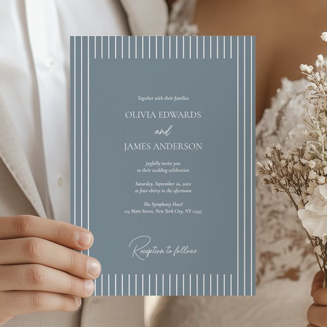Modern Minimalist Pinstripe Wedding Invitation Inbjudningar (Skapare uppladdad)