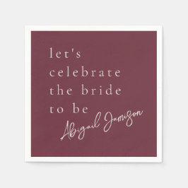 Modern minimalist plommonbröllopsdusch pappersservett