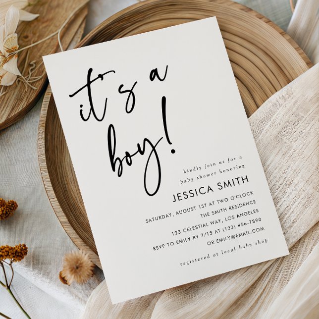 Modern minimalist pojkbarnsbad inbjudningar (Skapare uppladdad)