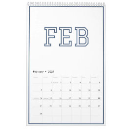 Modern minimalist preppy marinblå kalender