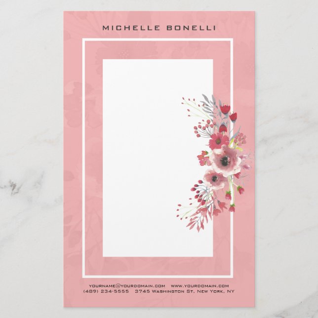 Modern minimalist professionella blommor feminina brevpapper (Framsida)