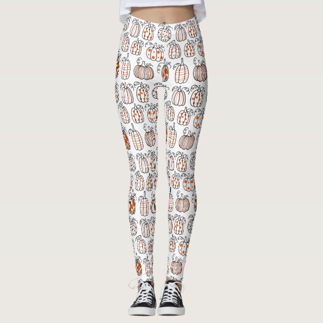 Modern minimalist pumpa – orange abstrakt leggings (Framsida)