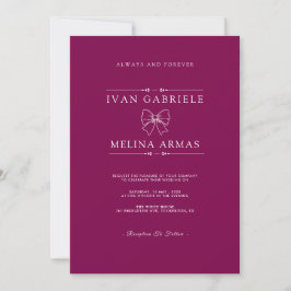 Modern Minimalist Purple Elegant Photo Wedding Inbjudningar