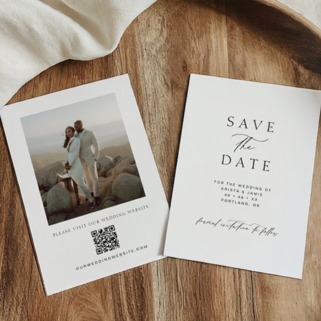 Modern Minimalist QR Code Photo Wedding Spara Datumet (Skapare uppladdad)