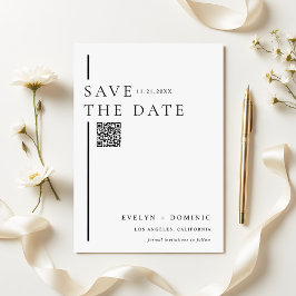 Modern Minimalist QR Code Wedding Website Spara Datumet